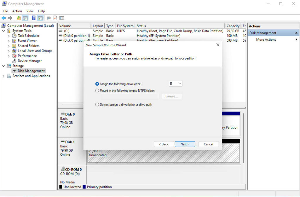 Windows Disk Assign Drive letter