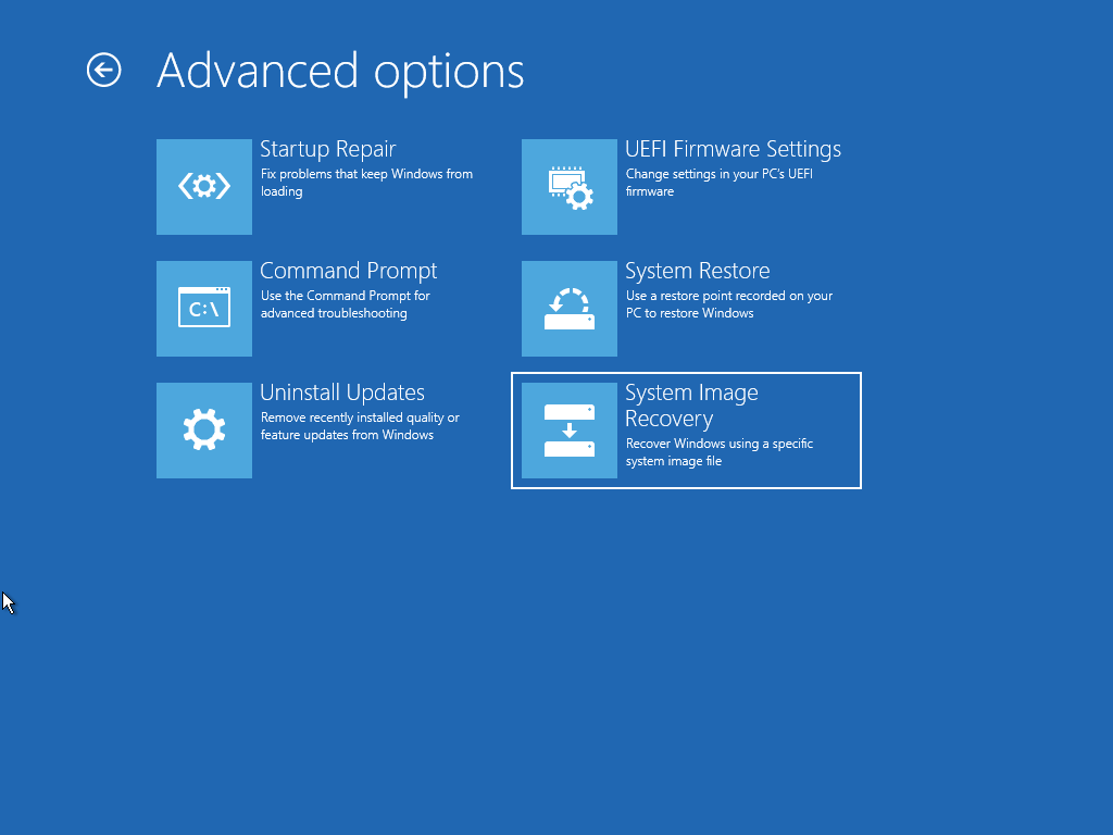 Windows Restore backup system image