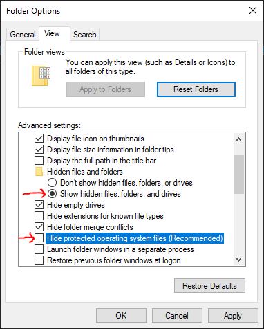 Windows File Explorer Options