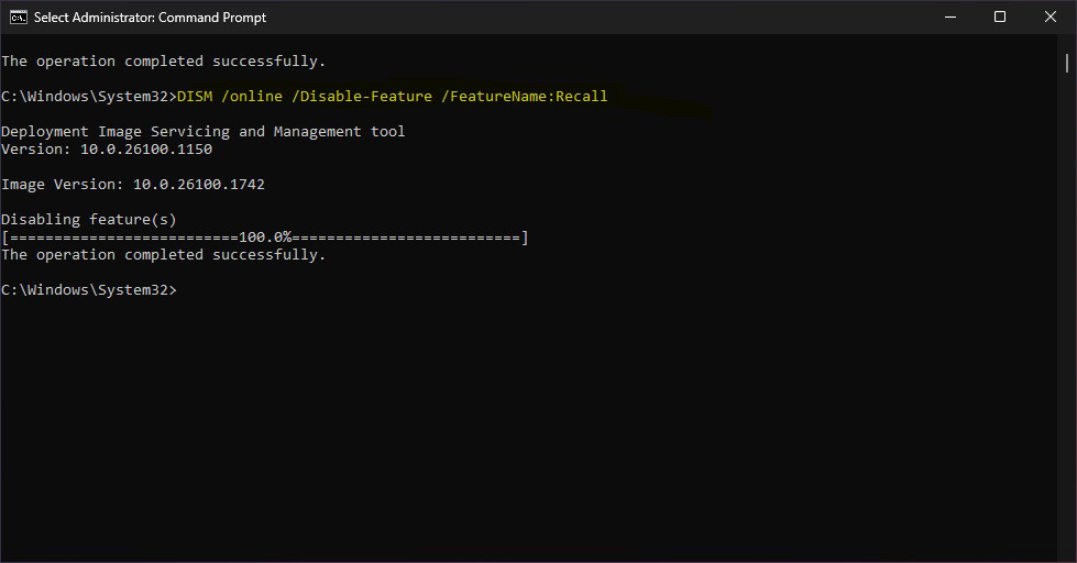 Disabling Windows Recall